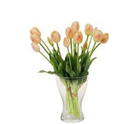 cn-Knight Lot de 20 tulipes artificielles de 40,6 cm au toucher réel avec fausses feuilles, fausses tulipes et bourgeons pour décoration d'intérieur, centre de table, bouquet de mariage, champagne