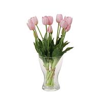 cn-Knight Lot de 20 tulipes artificielles de 40,6 cm au toucher réel avec fausses feuilles, fausses tulipes et bourgeons pour décoration d'intérieur, centre de table, bouquet de mariage, rose