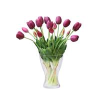 cn-Knight Lot de 20 tulipes artificielles de 40,6 cm avec tiges de tulipes artificielles au toucher réaliste avec fausses feuilles, fausses tulipes et bourgeons pour décoration d'intérieur, centre de