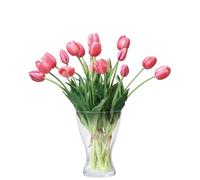 cn-Knight Lot de 20 tulipes artificielles de 40,6 cm avec tiges de tulipes artificielles au toucher réaliste avec fausses feuilles, fausses tulipes et bourgeons pour décoration d'intérieur, centre de