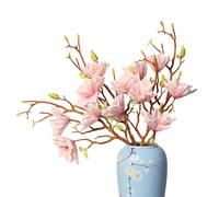 cn-Knight Lot de 3 branches de fleurs de magnolia artificielles, tiges artificielles de 78,7 cm de long, fausses fleurs de qualité supérieure pour décoration d'intérieur, centres de table et
