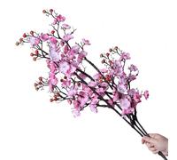 cn-Knight Lot de 3 tiges de fleurs artificielles soyeuses de 94 cm, type prunier chinois, abricotier japonais - Pour décoration d’intérieur, centre de table, réception, hôtel, restaurant (Rose)