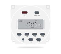 CN101 Minuterie numérique CC/CA 12V, commutateur de relais de temps programmable LCD pour prises électriques, blanc