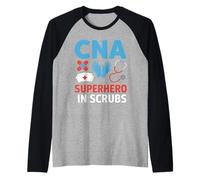 CNA Superhero In Scrubs Nursing Assistant Hospital Team Manche Raglan