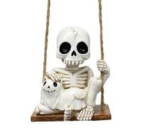 CNAFGBGG 1pc Swinging Squelette avec Chat décor de crâne de résine effrayante 3x2x3 Mini Statue Squelette décor d'halloween pour Le Bureau, bibliothèque