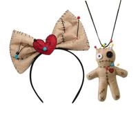 CNAFGBGG 2 pièces/ensemble Costume vaudou, accessoires d'Halloween comprenant un bandeau à nœuds et un collier de poupée Costume vaudou effrayant pour femmes Cosplay décorations d'Halloween..