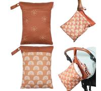 CNAFGBGG 2 pièces Sac Sec Humide imperméable pour bébé Sac Humide capacité Sacs secs 2 Poches zippées réutilisables et lavables Couches en Tissu de Voyage pour Poussette, vêtements, Maillots de Bain