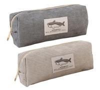 CNAFGBGG 2 pièces Trousse à Crayons Motif Requin Mignon Pochette à Crayons en Velours côtelé avec Fermeture glissière étui Mignon léger et Portable pour Fournitures Scolaires Accessoires de Bureau..