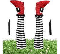 CNAFGBGG 2PCS / Set Witchs Junes Halloween Decor 3D Upside Down Wicked Witch Mags with Stakes, Halloween Witch Decorations for Lawn, Yard and Patio Decor Red.
