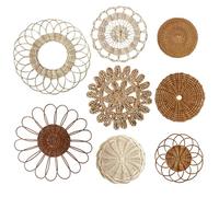 CNAFGBGG 8pcs / Ensemble Art Mural tissé, Forme de Fleur Creuse décor en rotin, décoration Boho de la Ferme pour la Ferme, Salon, pépinière.