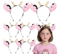 CNAFGBGG Bandeau de Vache 6pcs, Bandeau d'oreilles de Vache pour Les Enfants et Les Adultes, Les cerceaux Cheveux déguisés élastiques pour la fête d'halloween favorisent Les Accessoires photographi