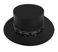 CNAFGBGG Black Top Hat Pu Leather Docteur Black Top Hat Men Femmes Habillement Magicien Cool Gentleman Wide Brim Gifts For Costume accessoires Cosplay Party