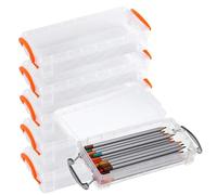 CNAFGBGG Boîte à crayons 6 pièces, boîte à crayons en plastique transparent de 8, 3 x 3, 9 pouces avec couvercles verrouillables, empilables pour stylos gel, gommes, marqueurs artisanaux, fourniture.