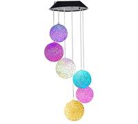 CNAFGBGG Carillons éoliens à Boule Solaire 25 Pouces Carillons éoliens LED Suspendus à 6 Boules avec Cintre décoratifs actionnés par la lumière pour l'extérieur, Le Festival, la fête..