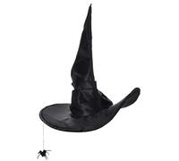 CNAFGBGG Chapeau de sorcière pour femmes, chapeau de sorcier from que frotté avec une décoration d'araignée, une brim large pliable pointe sorcière noire folle costume, cosplay, fête d'Halloween, n.