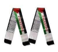 CNAFGBGG Écharpe du Drapeau de la Palestine 2pcs Écharpe à Double Face Palestine Fade résistante Jérusalem Satin Arabe et enveloppe des Cadeaux pour Les Hommes de Vacances.