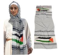 CNAFGBGG Écharpe Palestine 1PC, écharpe palestinienne de mousseline molle authentique de 28x71 pouces, palestine unisexe Keffiyeh pour hommes, femmes, blanc.