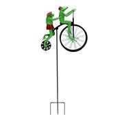CNAFGBGG Grenouilles sur Un Moulin à Vent en métal de vélo Vintage pour Jardin, Animal Mignon sur vélo, Ornement de Moulin à Vent Jardin pour décoration pelouse extérieure..