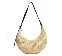 CNAFGBGG Half Moon Sac pour Les Femmes Bage de Plage de Plage Sac à bandoulière 15x13x0.3 en été causale la Paille causale avec Sangle réglable pour Vocation Voyage Vacances (Beige) ...