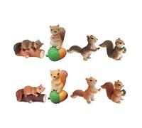 CNAFGBGG Mini écureuil Figures Animaux Mignons Miniatures Toys gâteau Topper Figurines Ornements de Jardin de fée 8 pcs.