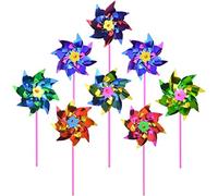 CNAFGBGG Moulin à Vent Arc-en-Ciel en Plastique, Moulin à Vent de fête, Ensemble de moulinets Faire soi-même pour Enfants, Jouet, décoration fête Jardin, pelouse, 100 pièces..