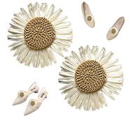 CNAFGBGG Pinces à fleurs pour chaussures 2 pièces 3, 15 pouces pinces à chaussures fleurs pastorales tournesol pour femmes chaussure en raphia amovible minimaliste pour sandales, plates, talons..