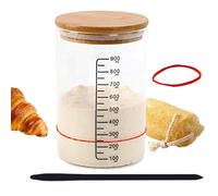 CNAFGBGG Pot de démarrage au levain avec couvercle en bois de 900 ml, récipient démarrage au levain scellé avec grattoir, verre à large bouche, Kit fabrication pain boulangerie domestique...