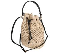 CNAFGBGG Sac de godet de paille Sac à bandoulière d'été avec bandoulière à bandoulière plage à emporter à cordon de plage de plage à cordon tissé pour femmes pour femmes vacances beige.