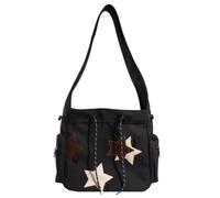 CNAFGBGG Sac messager étoile, sac fourre-tout mignon étoile de capacité avec poche latérale, à main en toile, messager épaule/bandoulière avec fermeture éclair à cordon pour voyage, travail, éco