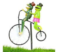 CNAFGBGG Sculptures de Statues d'animaux de Grenouille Mignonnes vélo Vintage fileur Vent Jardin pour la décoration Patio pelouse Cour..