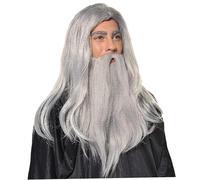 CNAFGBGG Wizard Beard and Wig 1set Grey Grey Magicien Costume Costume résistant à la Chaleur Santa Halloween Costumes Cosplames Accessoire pour Adultes..