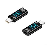 CNANRNANC Adaptateur USB C avec affichage numérique, affichage numérique 140 W TYPEC femelle vers mâle, convertisseur USB C avec surveillance de l'alimentation en temps réel multi-appareils (C)