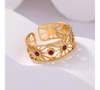 CNANRNANC Bague Acier 316L Émail Goutte d'Huile Design Céleste(JH212 gold + red)