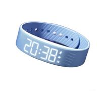 CNANRNANC Bracelet intelligent silencieux avec vibrations, réveil, compteur de pas, moniteur de sommeil, chronomètre, chargement USB, IP65, silicone pour fitness usage quotidien (bleu)