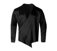 CNANRNANC Chemise Homme Satinée Col V Profond Manches Longues pour Coupe Décontractée pour Soirée Club Streetwear M-2XL