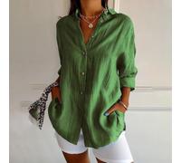 CNANRNANC Chemise pour Femme Été Manches Courtes Col pour Mao Unie Plissée Décontractée Vacances Plage Polyester Taille S-XXXXL