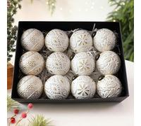 CNANRNANC Décorations de sapin de Noël rustiques en plastique incassable - Boules de cuivre - Décorations de Noël rétro pour fêtes de fin d'année, 80 mm (blanc)