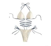 CNANRNANC Ensemble pour bikini Triangle Cœur Armatures Taille S-L Ensemble(M Off white)