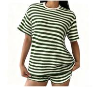 CNANRNANC Ensemble Pyjama Femmes Polyester Style Rétro Détendu(Green M)