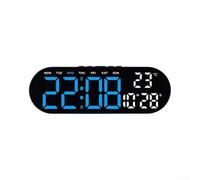 CNANRNANC Horloge Murale LED Design pour bois Gris Jaune Vert Horloge(Blue) | Affiche heure, pour jour, température, compte à rebours, pour alarme; écran clair et lisible pour un usage quotidien
