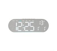 CNANRNANC Horloge Murale LED Design pour bois Gris Jaune Vert Horloge(Gray) | Affiche heure, pour jour, température, compte à rebours, pour alarme; écran clair et lisible pour un usage quotidien