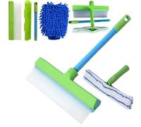 CNANRNANC Kit de nettoyage de vitres en silicone avec lame large incurvée pour un nettoyage plus rapide des miroirs, portes de douche et pare-brise (bleu et blanc)