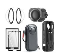CNANRNANC Kit de protection pour appareil photo Insta 360 X5 - Anti-rayures - Avec étui en silicone, protège-objectifs, protecteur d'écran et étui de transport rigide
