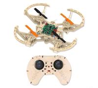 CNANRNANC Kit quadrirotor en bois à faire soi-même avec batterie au lithium modulaire, lumières LED, bascule à 360 degrés et télécommande à trois vitesses, idéal pour les vols en plein air et