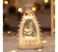 CNANRNANC Lanterne boule à neige pour sapin de Noël avec tourbillon d'eau scintillant, alimentation par piles, décoration festive pour table, cheminée ou arbre (bonhomme de neige blanc)