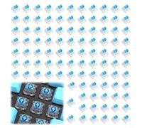 CNANRNANC Lot de 100 commutateurs tactiles à 3 broches pour clavier mécanique avec support pré-lubrifié et boîtier bleu transparent pour les amateurs de jeu et de frappe