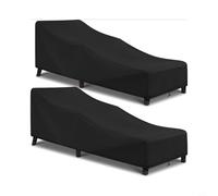 CNANRNANC Lot de 2 housses de chaise longue imperméables et robustes en tissu Oxford avec résistance aux UV pour jardin au bord de la piscine, noir