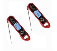 CNANRNANC Lot de 2 thermomètres à viande numériques à double sonde pour la cuisson avec sondes en acier inoxydable, grand écran LCD avec rétroéclairage et notification d'alarme