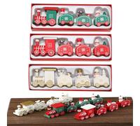 CNANRNANC Lot de 3 mini décorations de table en forme de train de Noël fabriquées à la main - Collection de vacances - Décoration d'intérieur