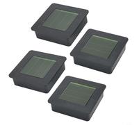 CNANRNANC Lot de 4 lampes solaires de rechange avec panneau carré en silicone amorphe et batterie rechargeable AA, coque en plastique noir, LED blanc chaud ou coloré pour l'extérieur